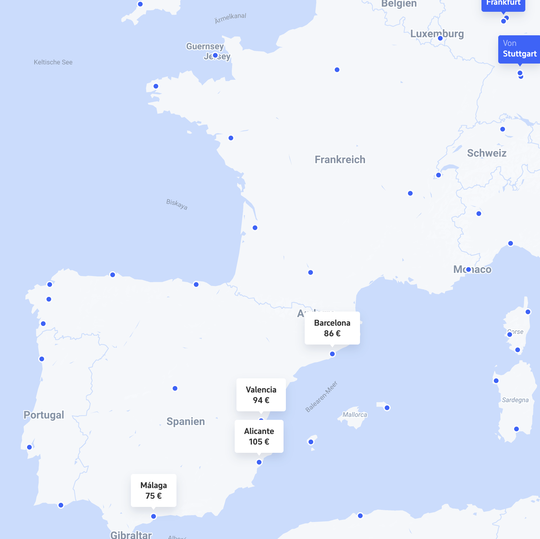 günstige Flüge nach Spanien Karte günstige Flüge nach Spanien